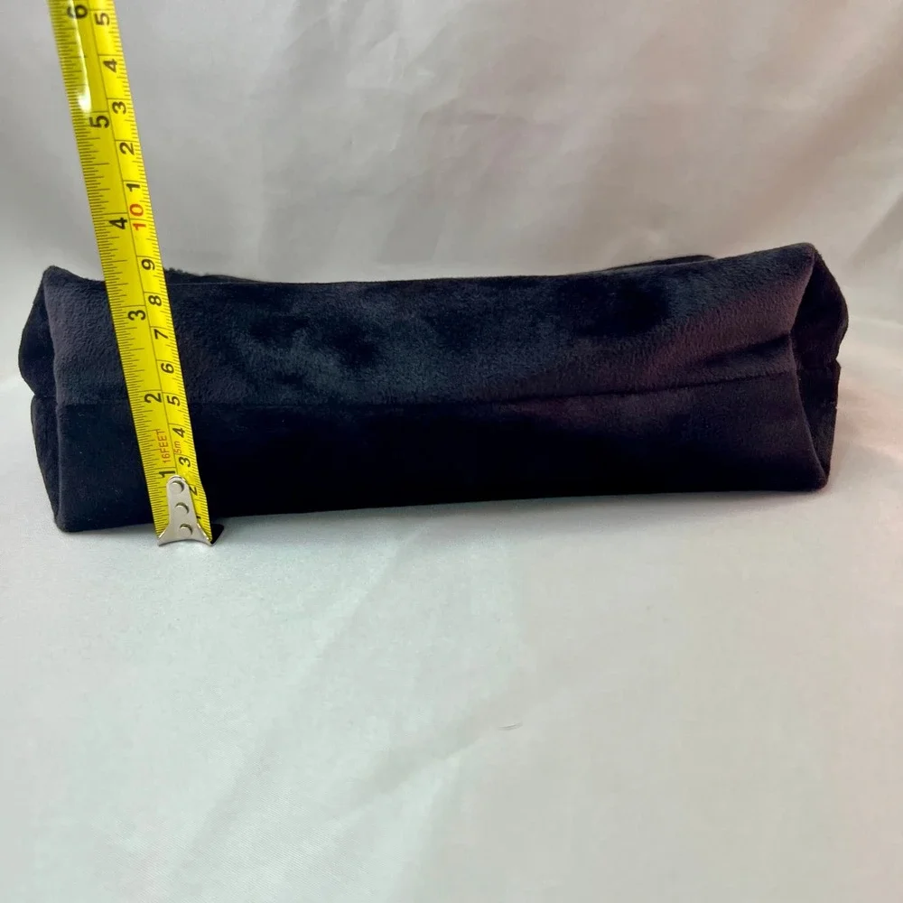 TRVL Design Black Velvet Zebra Embroidered Cosmetic Bag Bamboo Zipper Pull Pouch